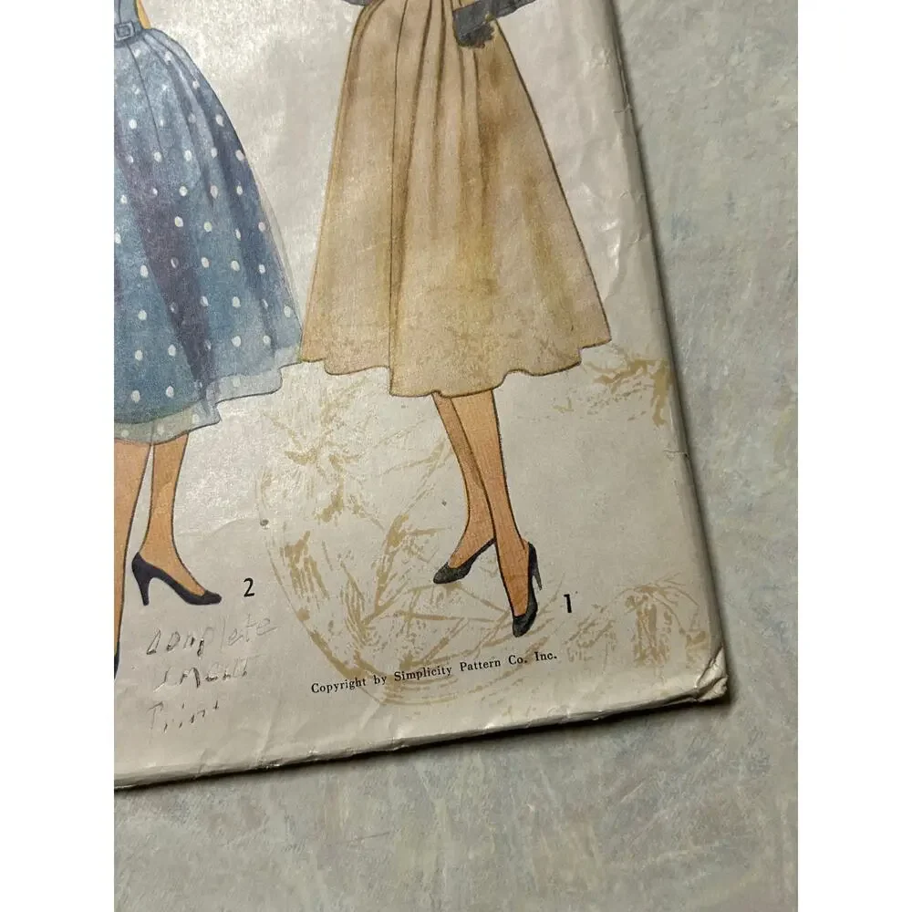 Vintage 40's-50's Simplicity‎ Pattern #3866 One Piece Dress Size 16 Bust 34